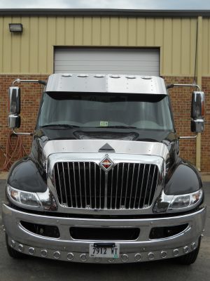 drop visor with lights on black truck