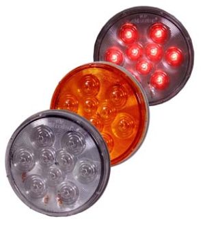 round red, amber and clear stop/tail/turn lights